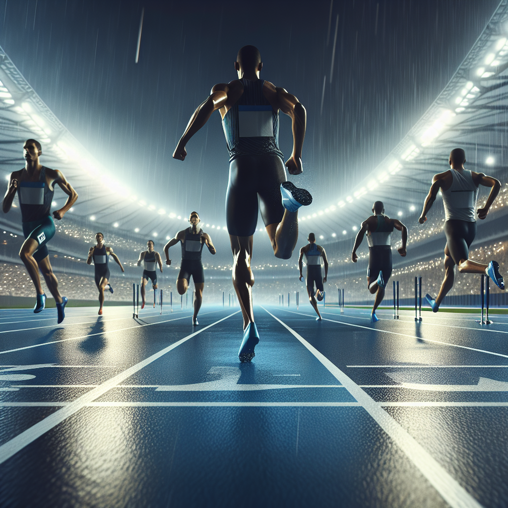 Прогноз Бриллиантовой лиги 2026: финиш спринтеров под огнями стадиона ночью